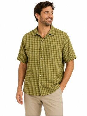 Royal Robbins Plaid Shirt XL Short Sleeve Outdoor Travel Hiking Button Front